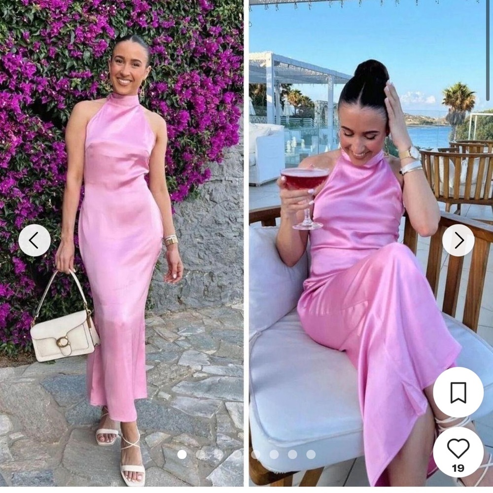 Zara pink silk halter dress